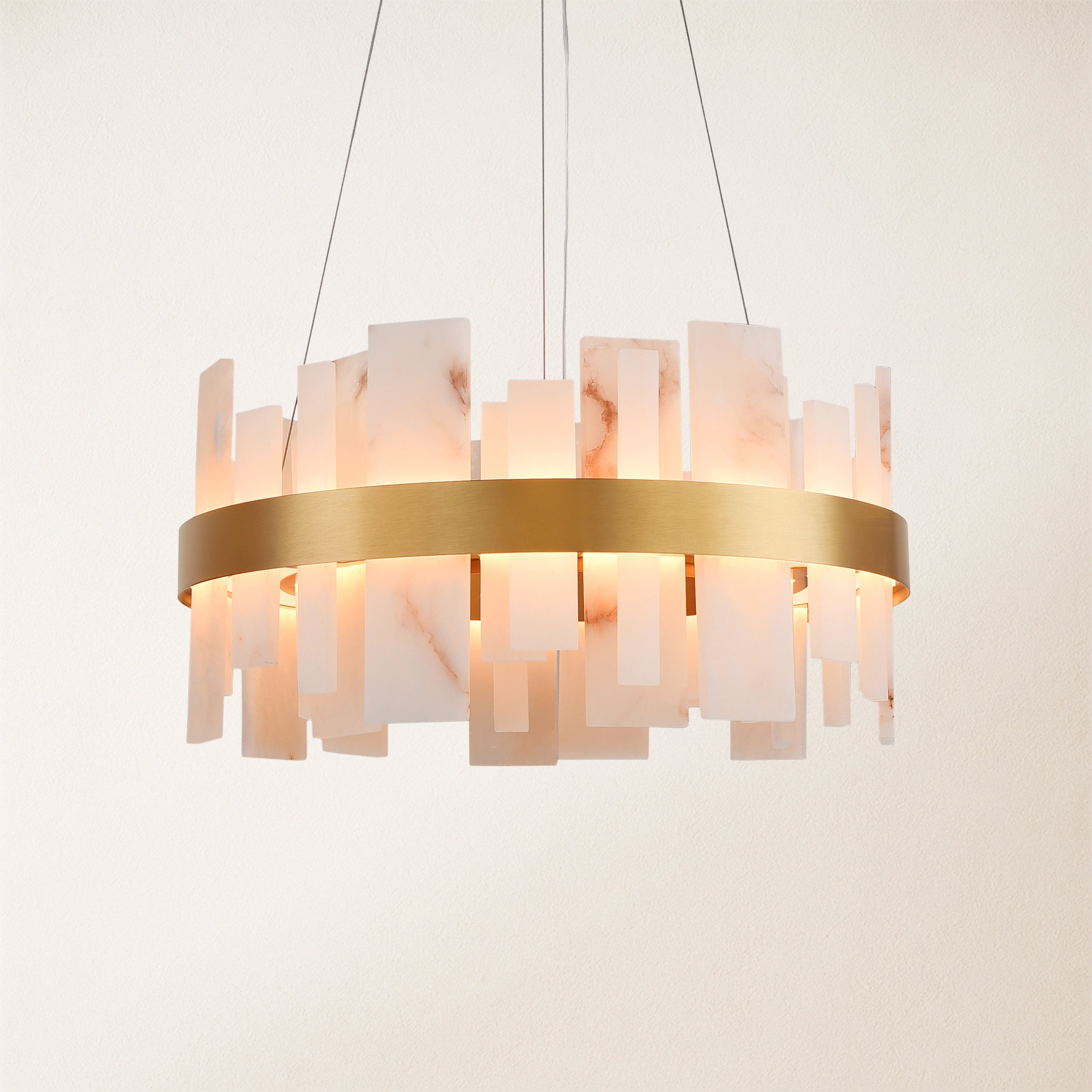 Nocturne Alabaster Round Chandelier 24"