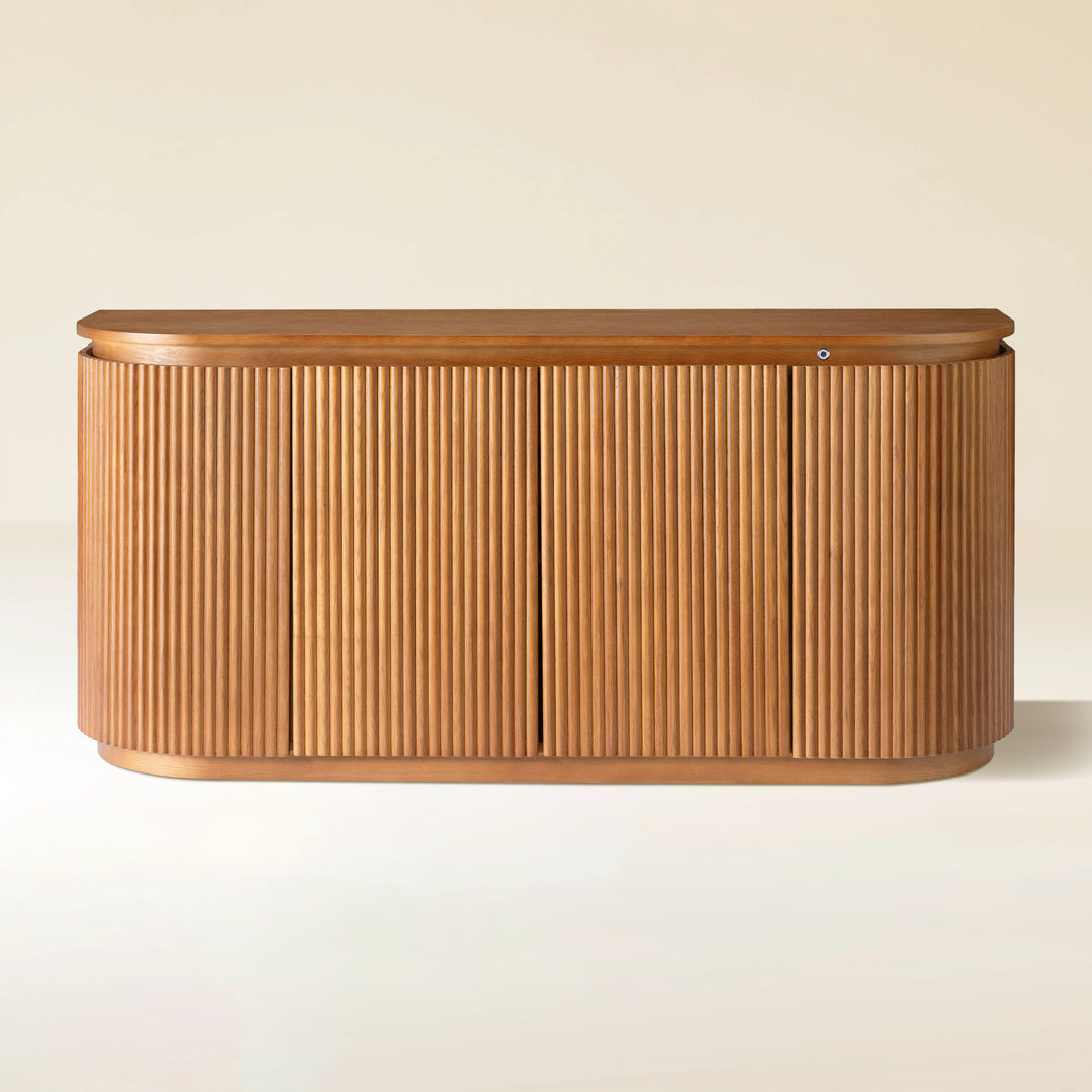 Ewan 63" Oak Slatted Sideboard Buffet Cabinet
