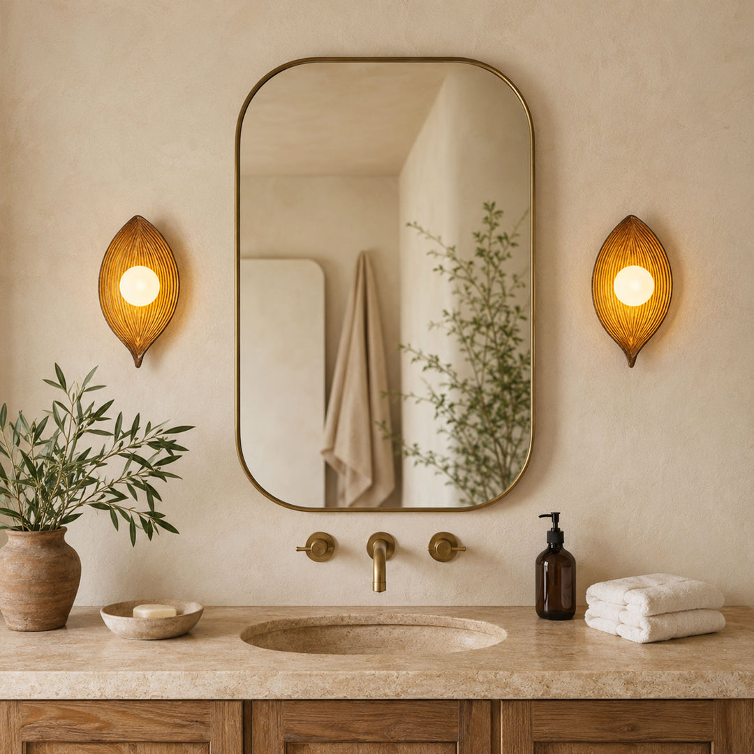 Sylvara Resin Leaf Wall Sconce #Finish_Brown,Quantity_Set-of-2