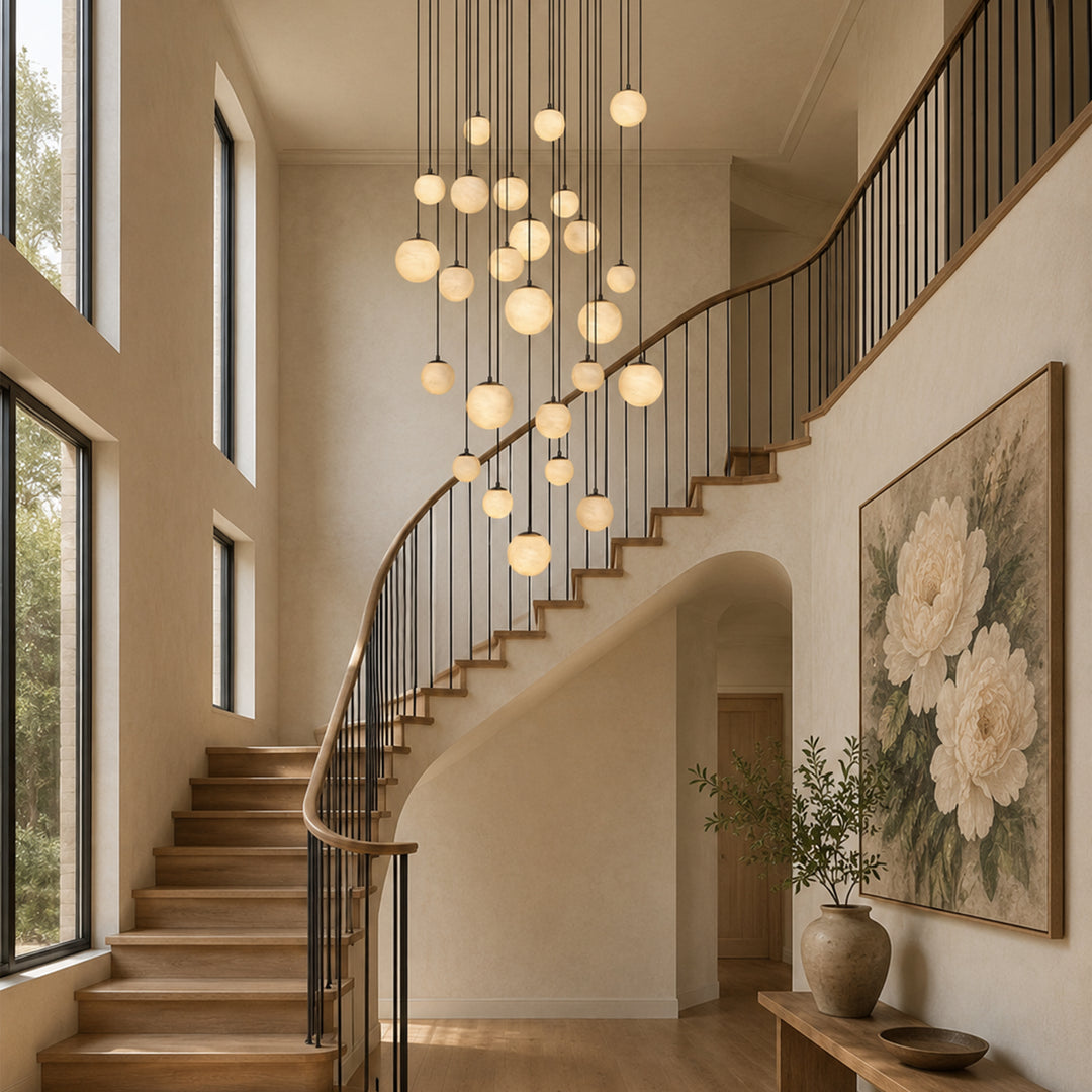 Elviora Resin Globe Round Chandelier #Finish_Black,Lights_25-Lights