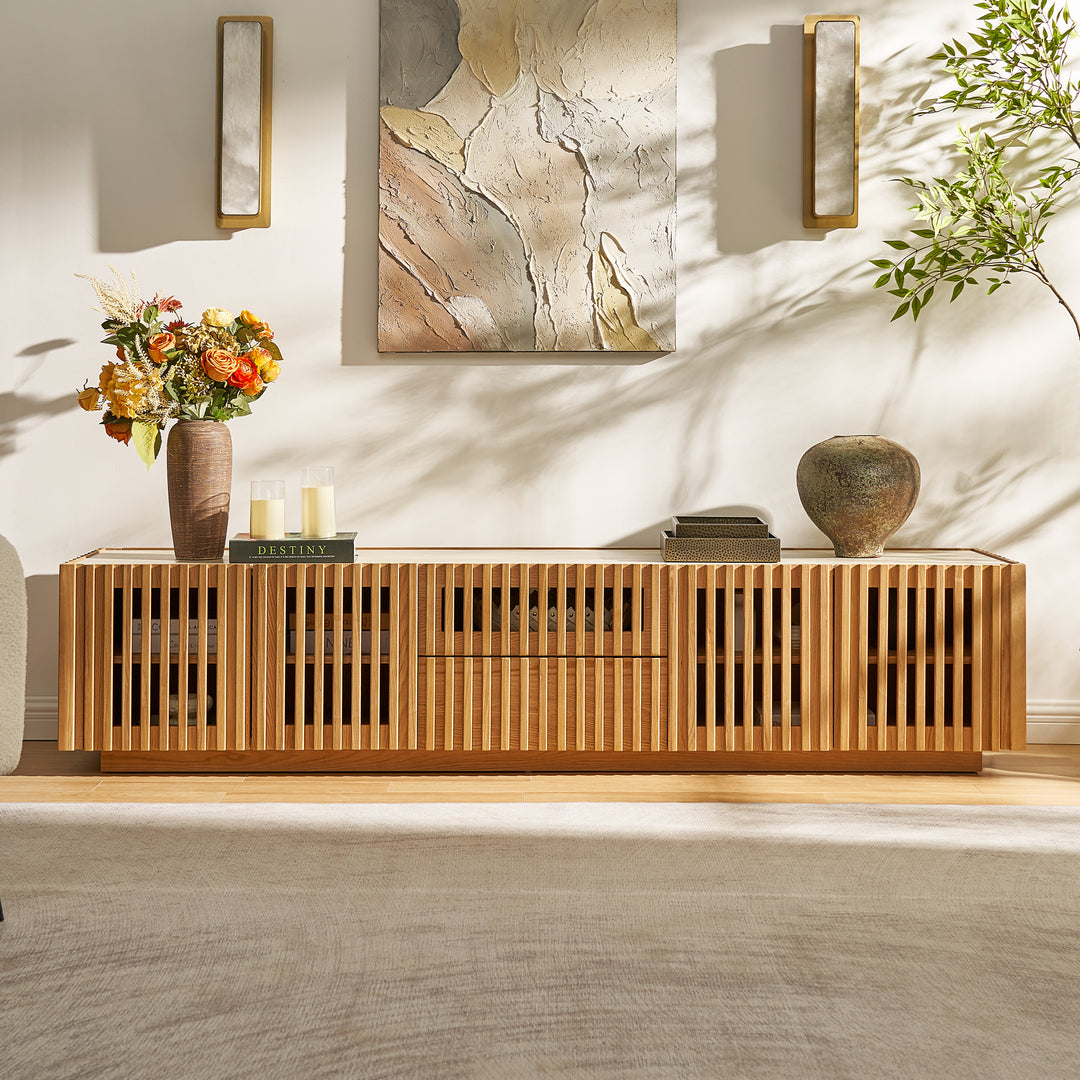 Isla Oak Sintered Stone Media Console 80"