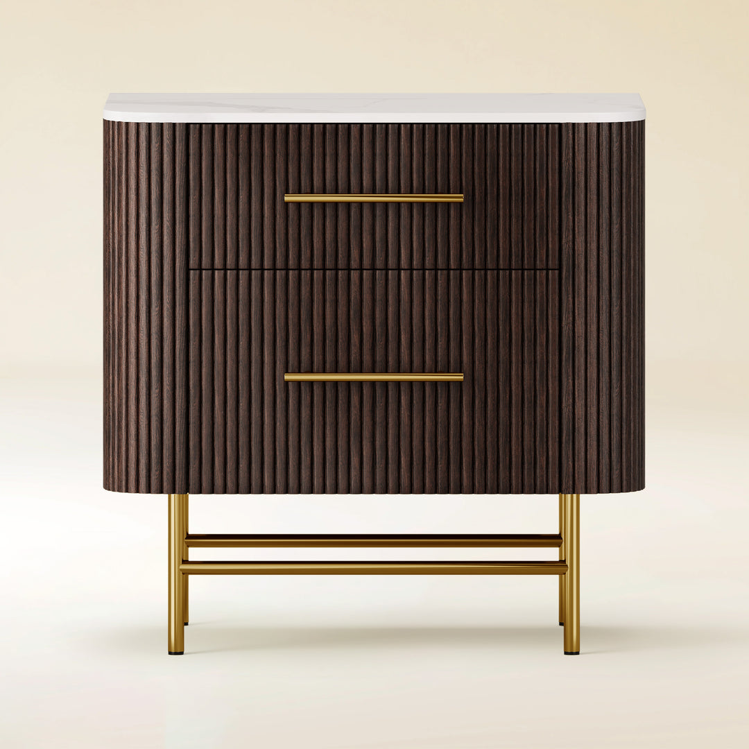 Ewan Sintered Stone Nightstand 26"W#Finish_Espresso,Top-Finish_White